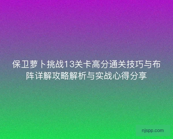 保卫萝卜挑战13关卡高分通关技巧与布阵详解攻略解析与实战心得分享