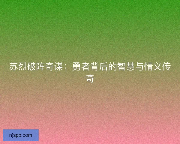 苏烈破阵奇谋：勇者背后的智慧与情义传奇