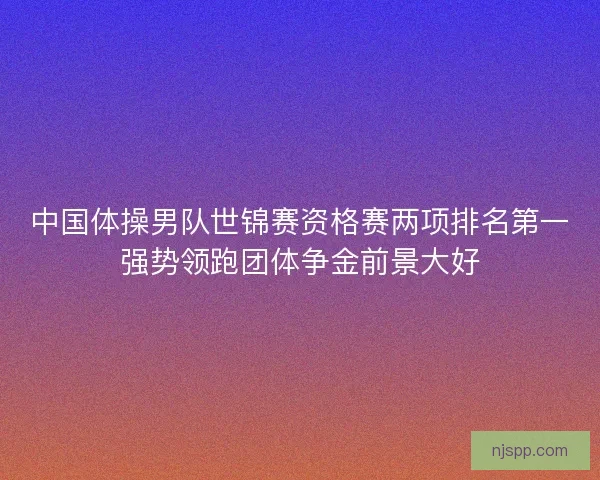 中国体操男队世锦赛资格赛两项排名第一强势领跑团体争金前景大好